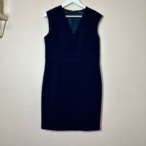 BROOKS BROTHERS Bonotto‎ Navy Blue Sleeveless Sheath Dress, Size Petite 14P